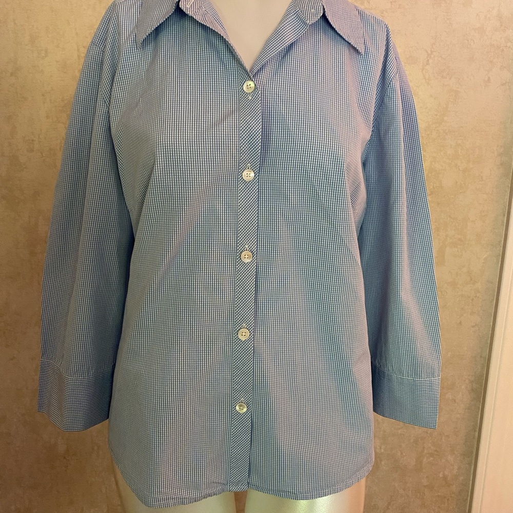 Talora Cotton Checked 3/4-Sleeve Button Down